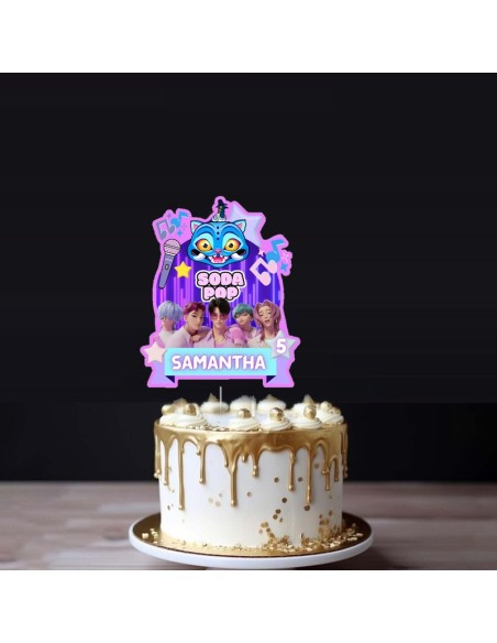 KPop Demon Hunters Happy Birthday Cake Topper – Personalized Huntrix & Saja Boys Party Supplies Decoration