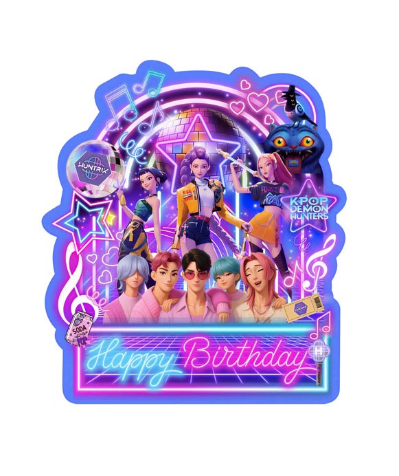 K-Pop Demon Hunters Cake Topper – Huntrix Neon...