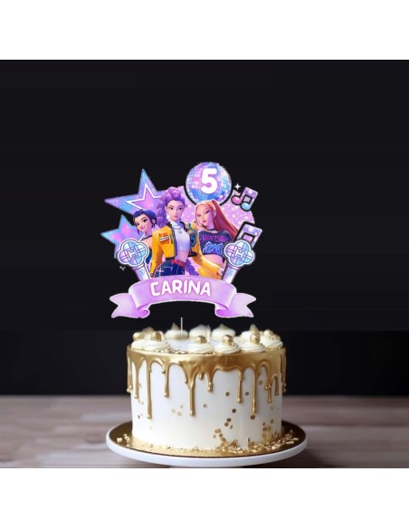 K-Pop Demon Hunters Cake Topper – Huntrix Trio Birthday Decoration