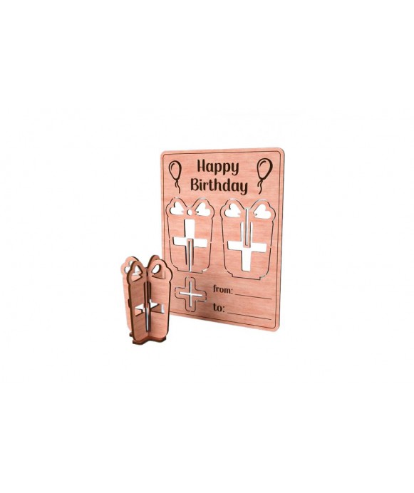 Happy Birthday Wooden Greeting Card - CupCakes