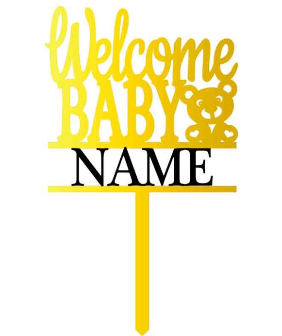 Baby Shower Cake Topper - Acrylic Gold