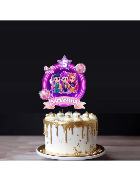 K-Pop Demon Hunters Cake Topper Personalized – Huntrix Birthday Party Decoration with Custom Name & Age