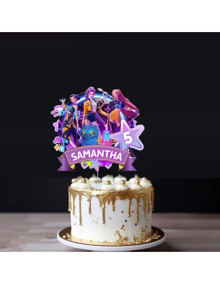 Personalized KPop Demon Hunters Birthday Cake Topper – Huntrix Girl Group Party Decor, Custom Name & Number